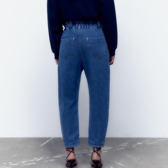 ZARA Z1975 BAGGY PAPERBAG JEANS - Picture 4 of 11